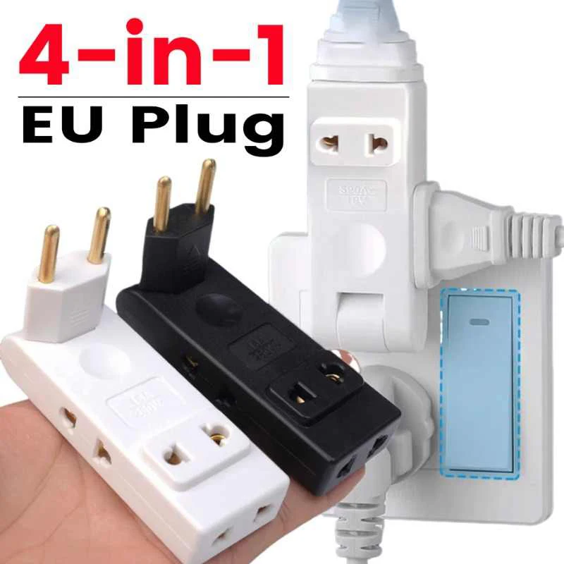 4 in 1 EU Plug Extenion Socket Foldable France Germany Spain Plug Converter AC Outlet US To EU Plug Adapter Electrical Sockets