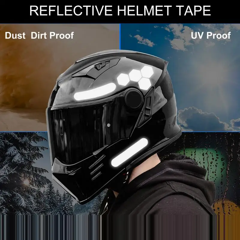 Reflective Sticker for Motorcycle Helmet Protection Strip Reflective Black Stickers Decal for Bicycle Helmet Trailers Bikes