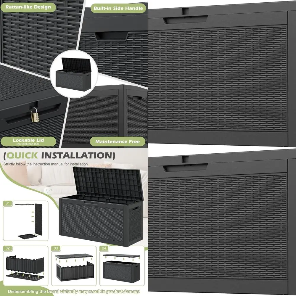 

60 Gallon Waterproof Outdoor Storage Bench with Lockable Lid for Patio, Garden Tools, and Cushions