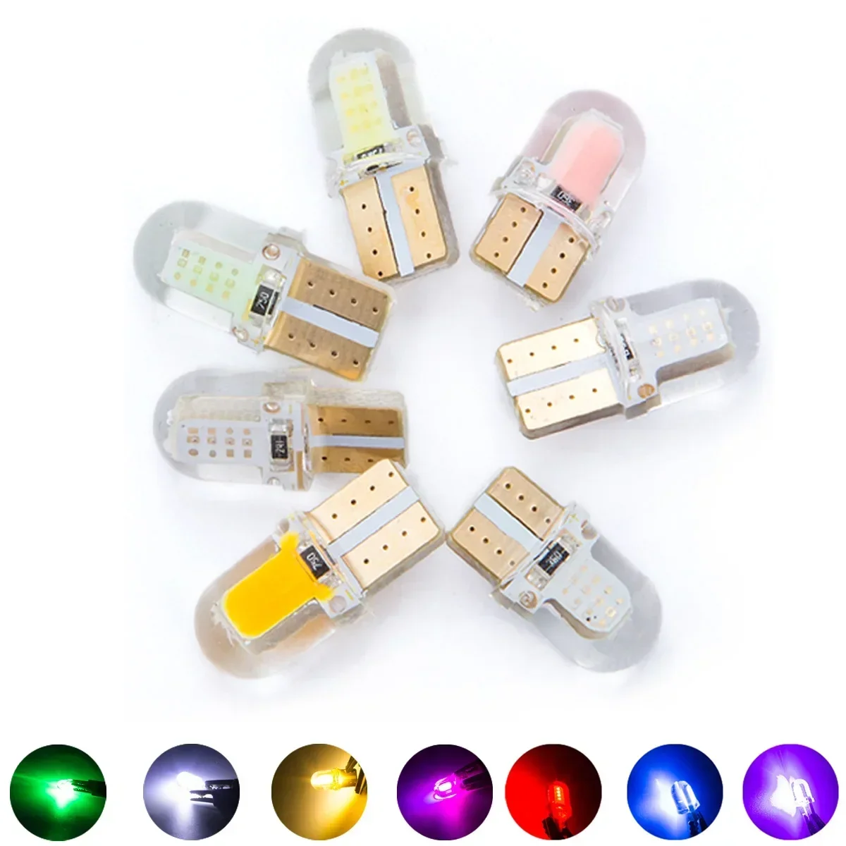 5/40 قطعة مصابيح كهربائية LED W5W T10 COB 4SMD Led لمبة ركن السيارة السيارات إسفين التخليص مصباح Canbus السيليكا مشرق الأبيض ترخيص Amagi