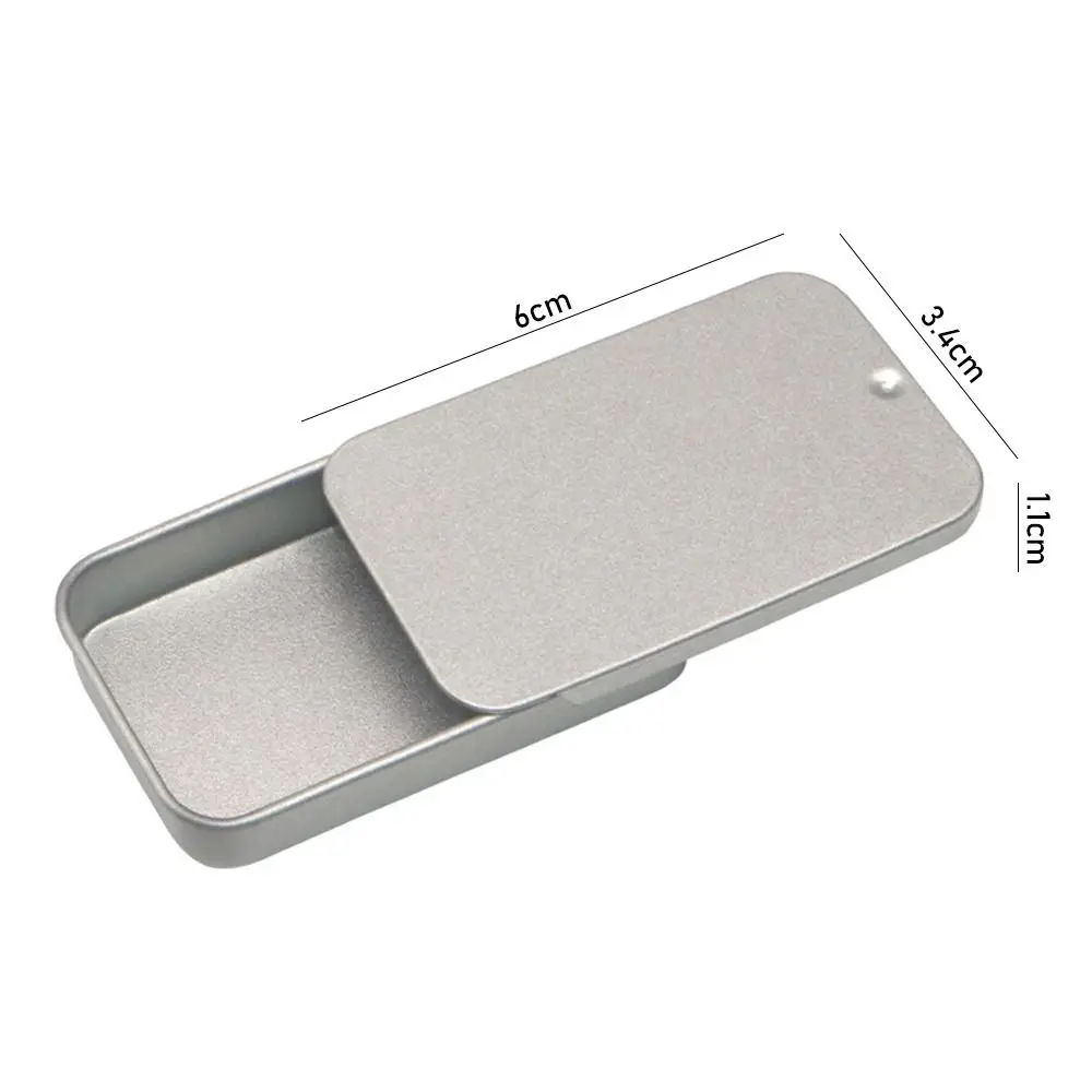 1Pc Rectangular Sliding Cover Push Pull Tin Metal Box Candy Aromatherapy Solid Ointment Drawer Type Portable Small Iron Boxes