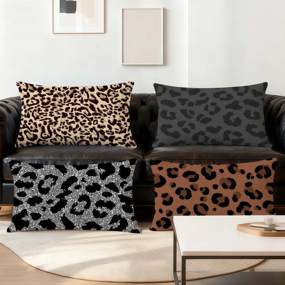 Grey Leopard Print Fashion Pillow Case Cover Suitable For Sofa Bedroom Car Cushion Chair Back Cushion
