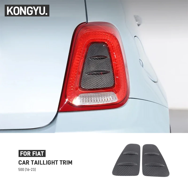 For Fiat 500 2016-2023 Real Dry Carbon Fiber Car Rear Tail Light Panel Trim Cover Sticker Exterior Decoration Accessories