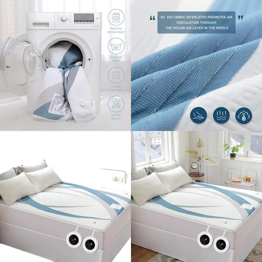 

Наматрасник с подогревом Queen Size Dual Control — электрический наматрасник подходит для 15 дюймов с 10 подогревами и 10-часовым автоматическим выключением ETL C