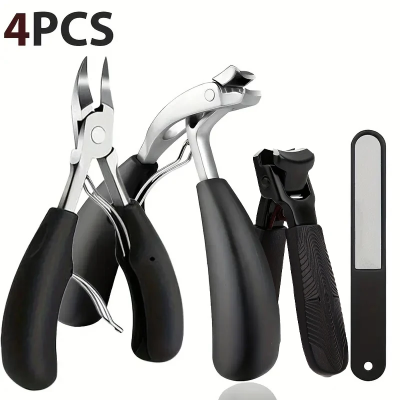 

4pcs Ingrown Toenail Clipper Set for Thick Nails - Heavy-Duty Podiatrist Grade, Stainless Steel Blades with Easy Grip Handle - P