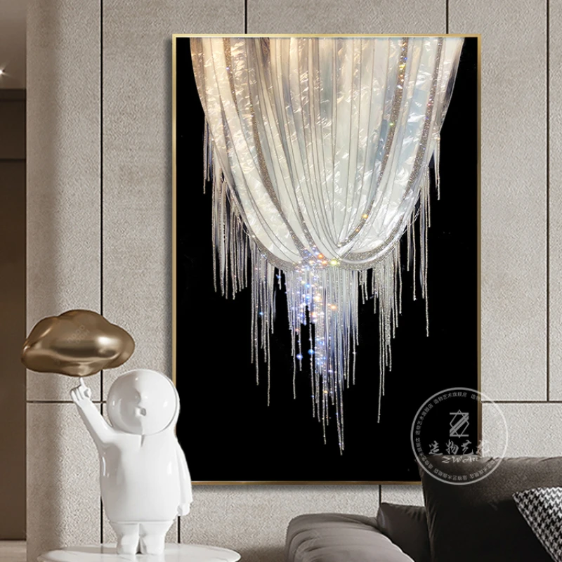 Slightly Luxury Decorative Painting Shell Sequins Diamond-Embedded Household Entrance Hallway Hanging Painting