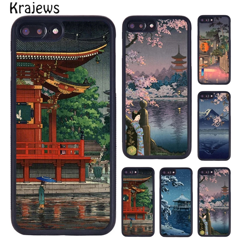 Krajews Ukiyo-e Japanese Art TPU Phone Case For iPhone 16 15 14 X XR XS 11 12 mini 13 Pro MAX Plus cover shell coque