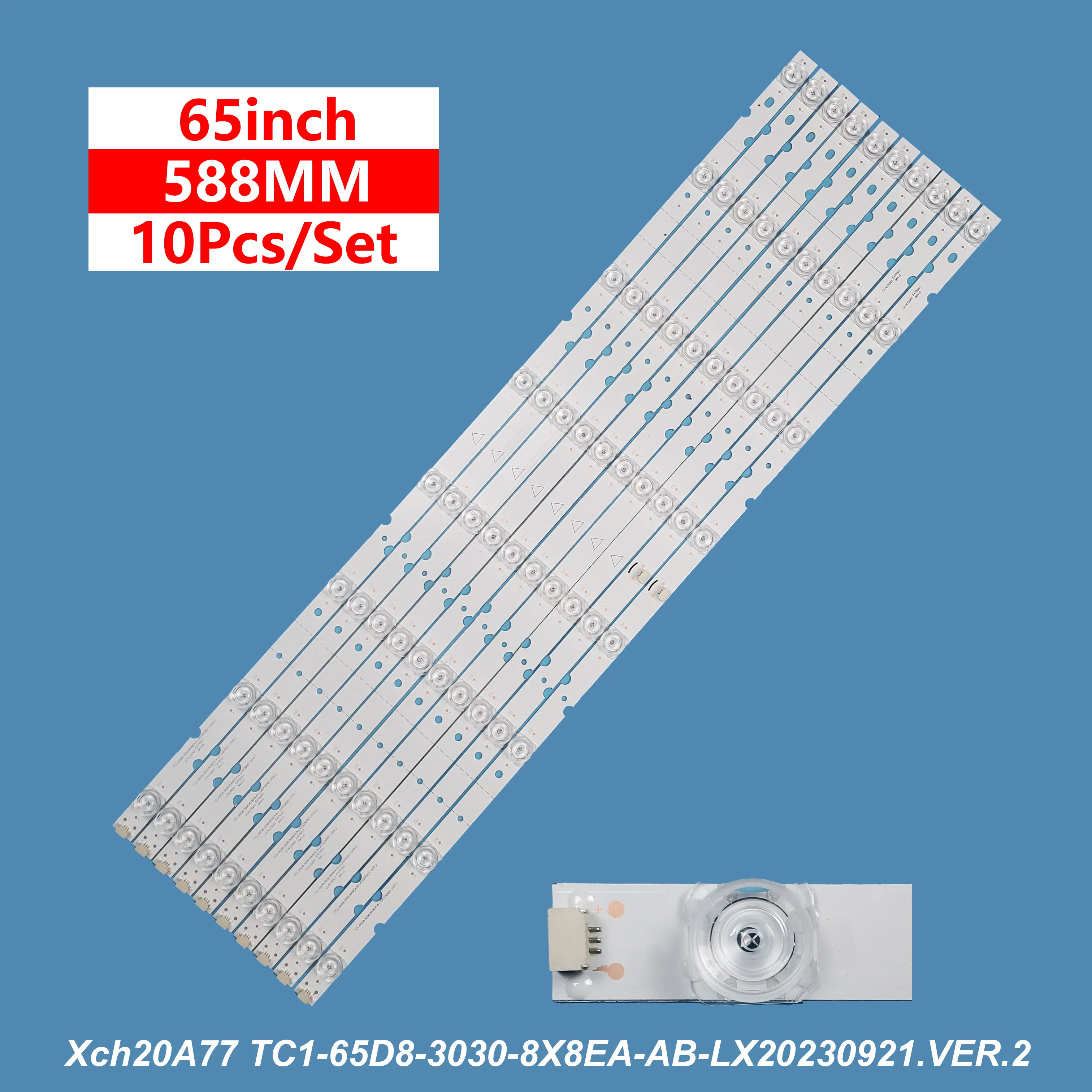 Tiras LED para TV TCL-65D8-3030-8X8EA-AB para TV de 65 pulgadas 65S525 65S4 TCL-65D8-3030-8X8EA-A/B-LX 20230921 .VER.2 8+8LED 10 unids/set