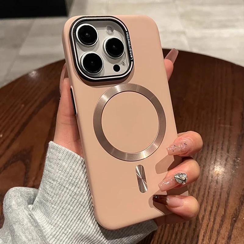 

New Light Luxury Sensory Ultra Thin Anti Fall Case for iPhone 16 15 14 13 12 11 Pro Max Plus Shockproof Magsafe Magnetic Cover