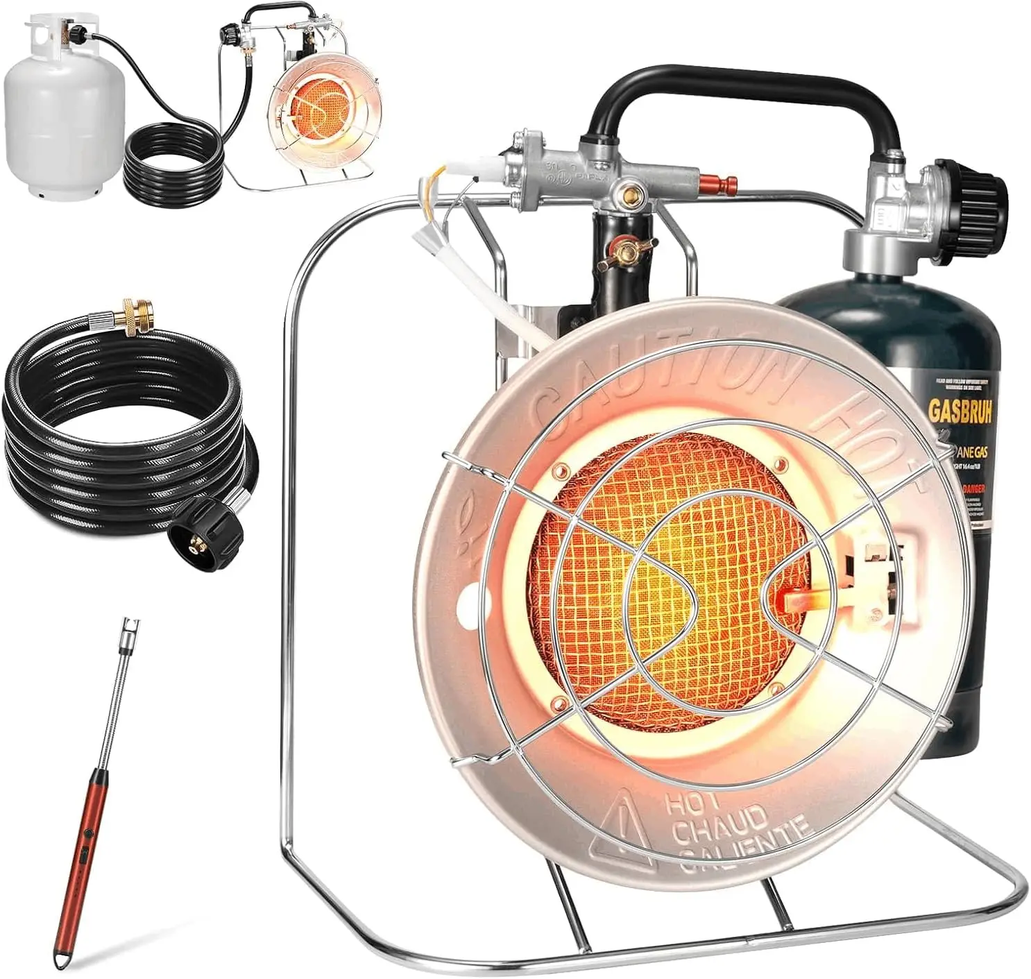 

Многофункциональный портативный пропановый обогреватель/плита для патио, 18 000 BTU, в комплекте USB-зажигалка, газовый обогреватель для кемпинга и палаток