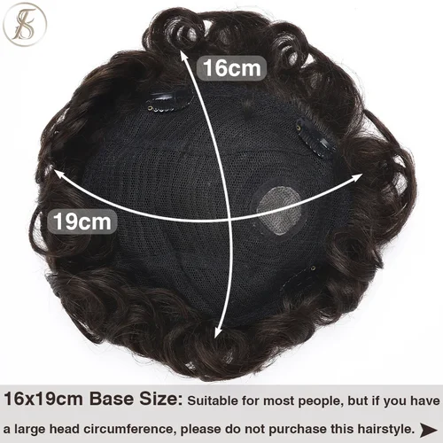 Imagen 2 del producto TESS cabello humano 16x19cm hombres peluquín Clip en extensiones de cabello sistema de reemplazo Topper 4 pulgadas prótesis capilar 35g peluca de cabello masculino