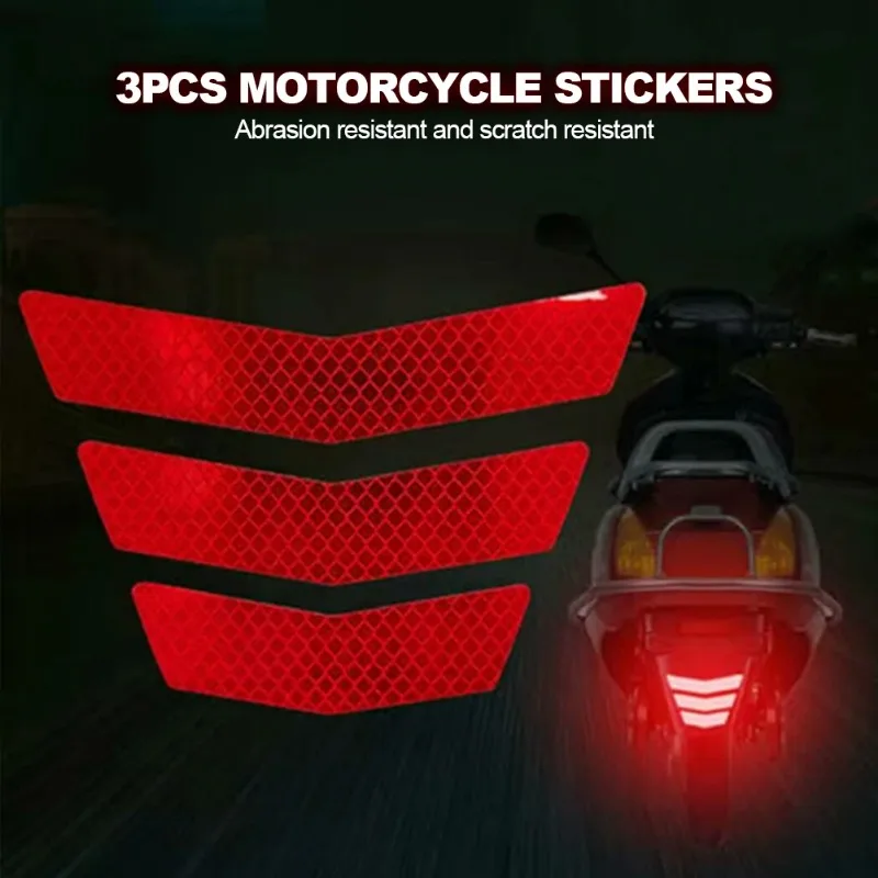 3Pcs Motorcycle Stickers Reflective Warning Trapezoidal Arrow Tail Fender Racing Bumper Decal Adhesive Tape Car Sticker