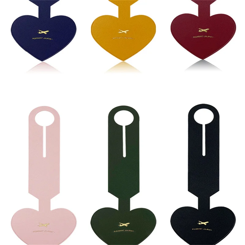 Heart Shape Travel Luggage Tag PU Leather Solid Suitcase Tag Baggage Boarding Label Travel Accessories Packing Bags 2024 Hot