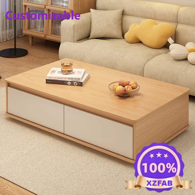 Factory Direct 2026 Customized coffee table living room household small apartment new log wind table simple modern rental house