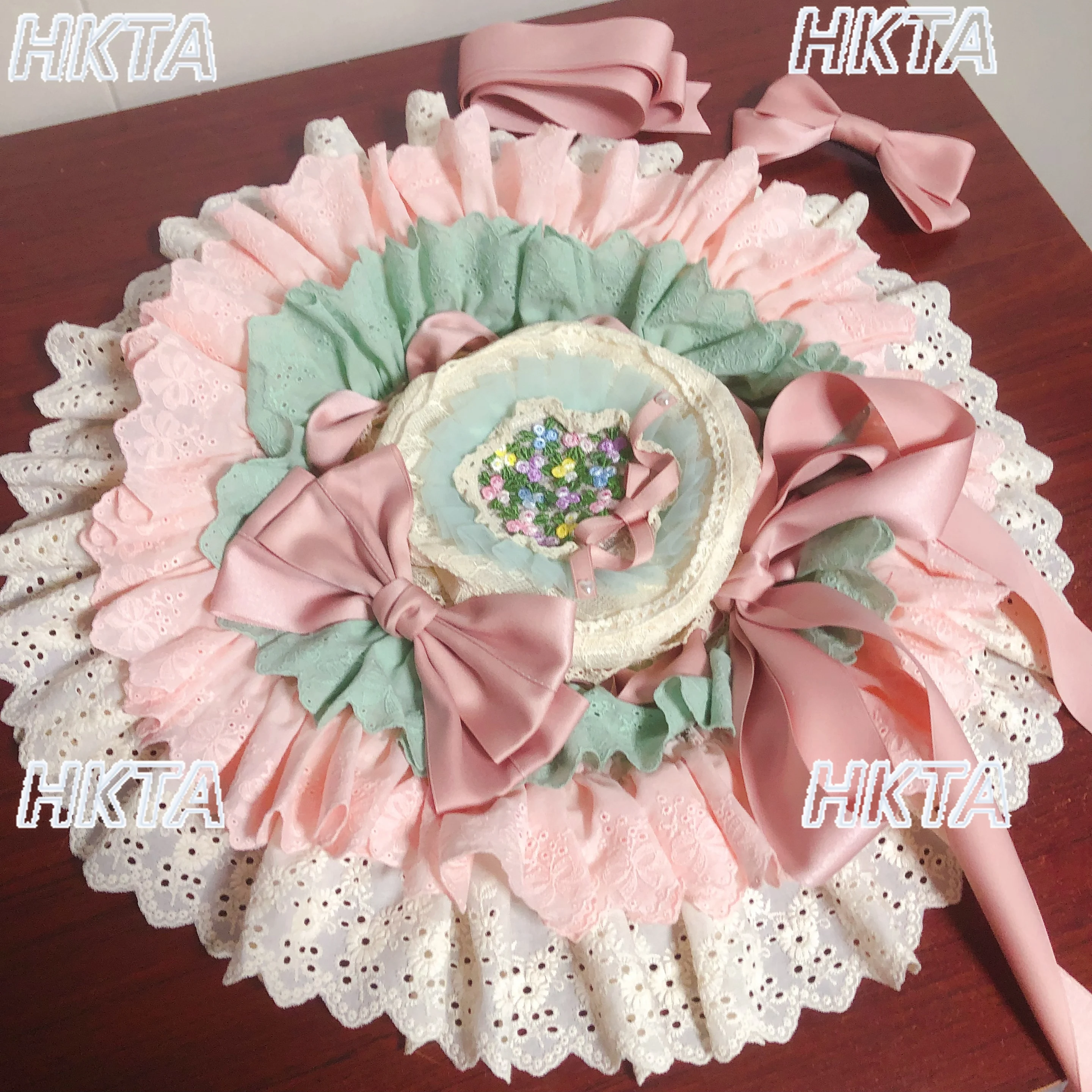 Original Handmade Han-Yang Eclectic Hat Sweet Lolita Cosplay Photo Vacation Color Block BB Hats Lolita Girls Sun Umbrella Cap