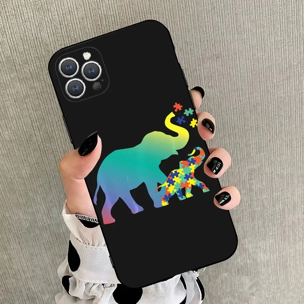 Autism Support Puzzle   Phone Case For iPhone 15,14,13,12,11,Plus,Pro Max,XS,X,XR,SE,Mini,8,7 Soft Silicone Black Cover