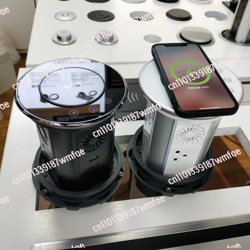 WIFI Smart Wireless Charging Retractable Kitchen Countertop Conference Table Smart Electric Pop-up Socket with Speaker