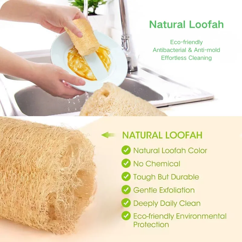 Natural Loofah – Whole Dried Luffa Sponges for Kitchen Cleaning, Dishwashing, Scouring Pads & Eco-Friendly Scrubbers
