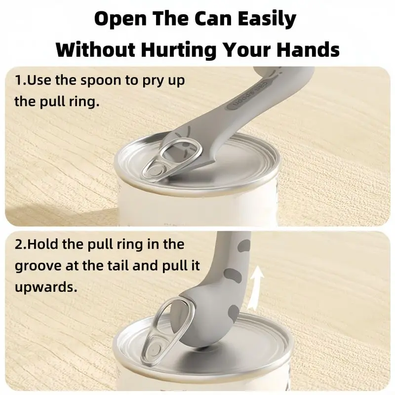 Pet Food Can Lid Scoop 2-in-1 Spoon Can Opener Dual Purpose 360 Degree Leak Proof Multi-calibre Pet Cat Can Seal Lid