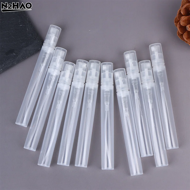 10 قطعة 2/3/5 مللي زجاجة عطر فارغة من البلاستيك الشفاف الصغيرة القابلة لإعادة الملء زجاجة رذاذ حاوية رذاذ النساء زجاجات عطر السفر