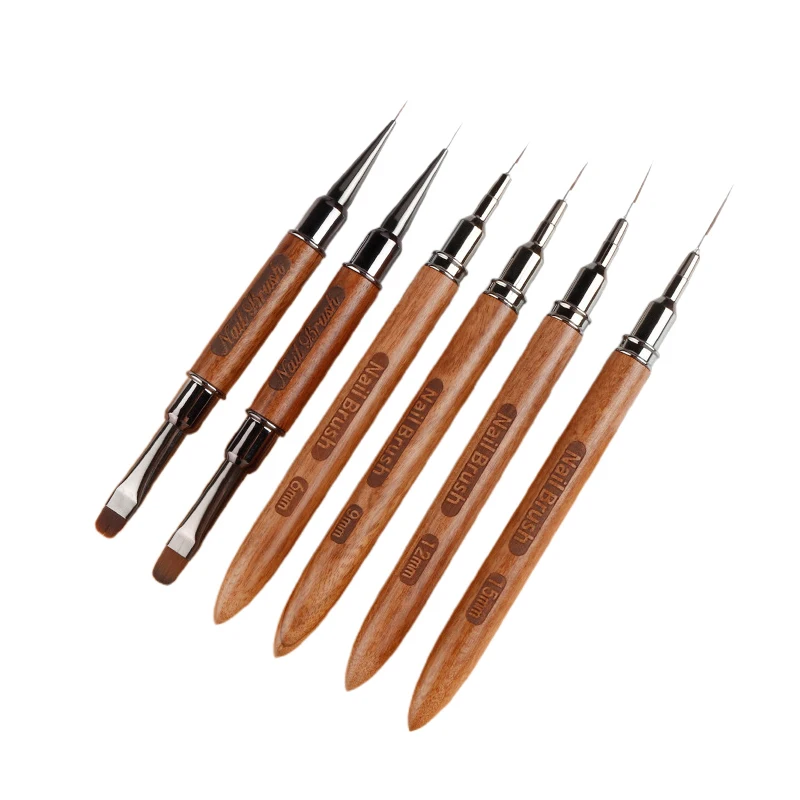 1 teile/satz Holz Griff Kunst Liner DIY Malerei Pinsel Zeichnung Linien Streifen Blume Malerei Stift Nagel Liner Pinsel Set Mit 5 größe