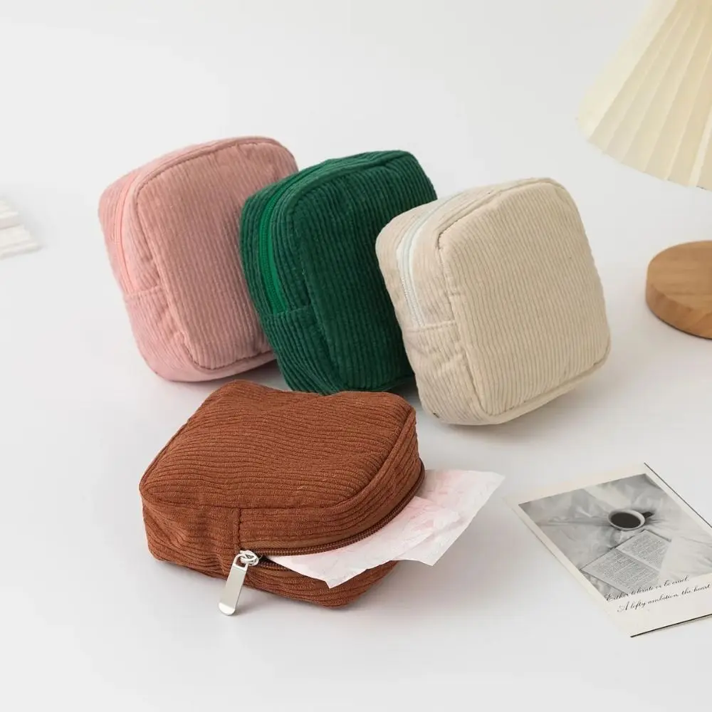 

Ins Mini Cosmetic Storage Pouch Corduroy Travel Makeup Lipstick Bags Small Pouch Sanitary Napkins Organizer