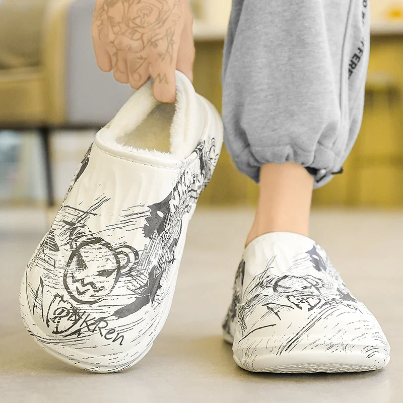 Taglia 47 Pantofole invernali da uomo Eva Scarpe casual Calzature per interni ed esterni calde in peluche antiscivolo con piattaforma impermeabile per giovani