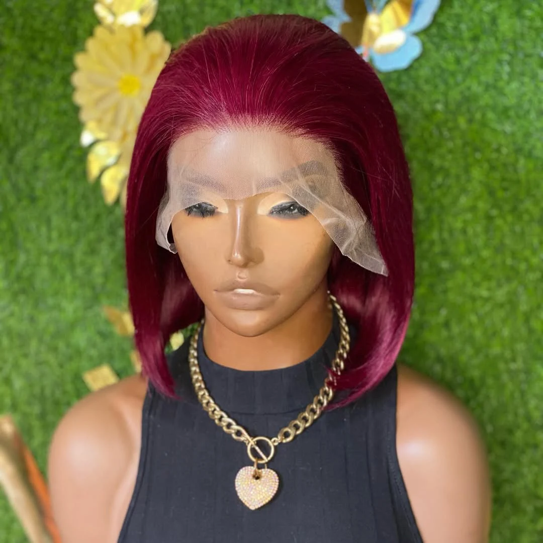 

99J Цветные парики из натуральных волос на кружеве Прямые бордовые 13X4 HD Парики на шнуровке Парик из натуральных волос на кружеве Красный парик Бразильские волосы