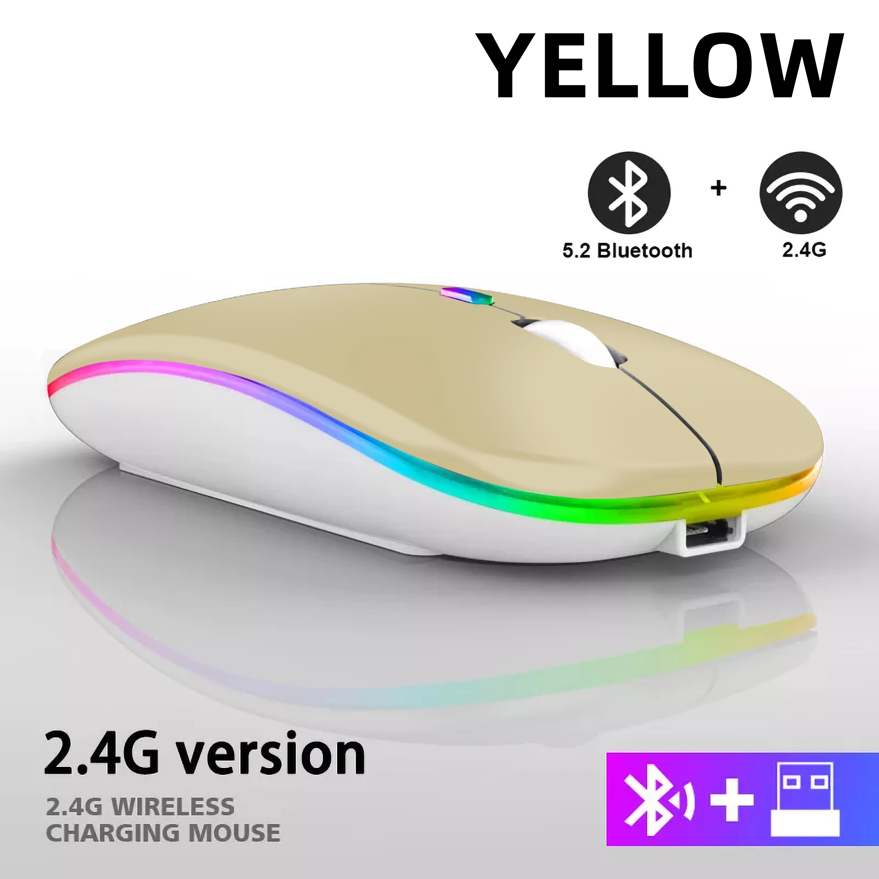 Oplaadbare Bluetooth Draadloze Muis met 2.4GHz USB RGB 1600DPI Muis voor Computer Laptop Tablet PC Macbook Gaming muis Gamer