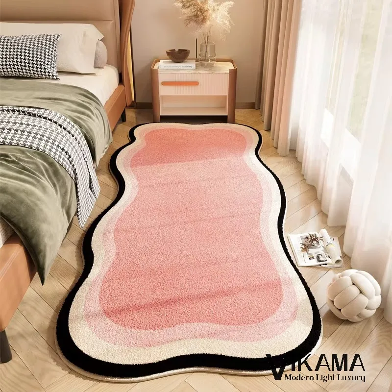 VIKAMA girl bedroom light luxury carpet creative style bedside living room fluffy soft bedside cabinet vanity floor mat ﻿