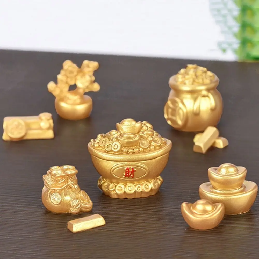 Wealth Rolling Micro Landscape DIY Ornaments Resin Crafts New Year Gold Accessories Yuanbao Money Tree Gourd Boat