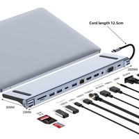 Type c hub docking station usb hub multifunction hub docking station 12 in 1 dual HDMI display