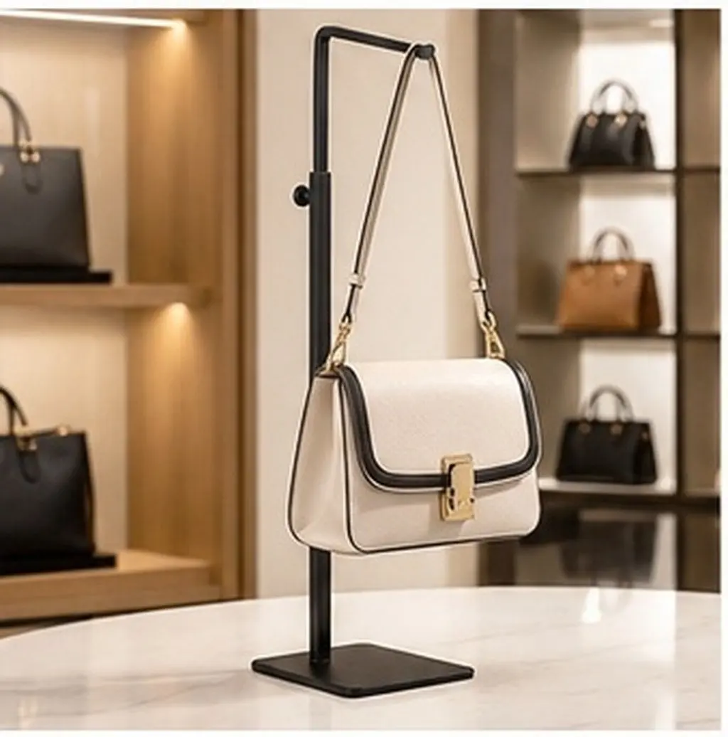 1Pcs Stainless Steel Metal Display Rack Adjustable Handbag Holder Storage Stand Bag Display for Home Retail Bag Storage Rack