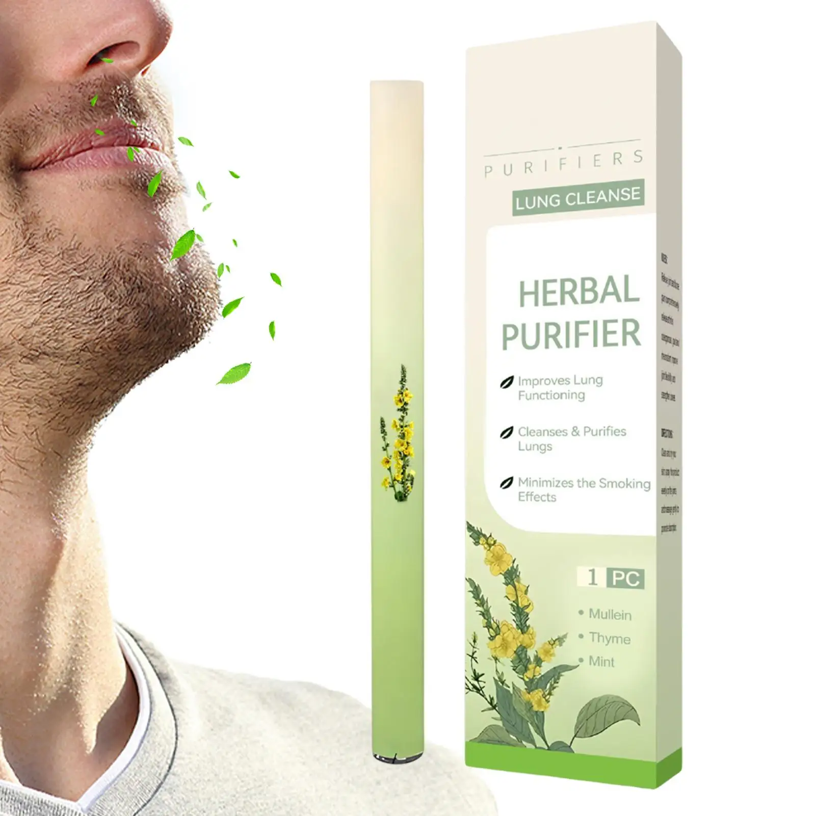 Inhalateur de nettoyage des poumons, à base de plantes, inhalateur Nasal, désodorisant naturel, diffuseur apaisant, nettoie la cavité nasale des poumons