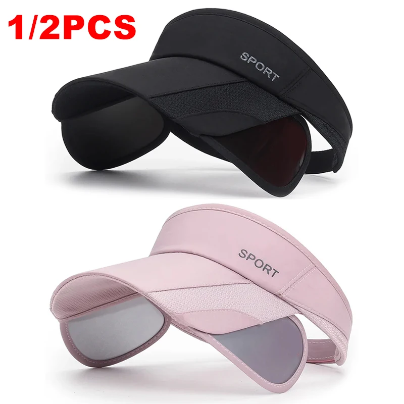 

1/2Pcs Summer Golf Hat Women Girl Adjustable UV Protection Sun Hat Visor Outdoor Sunscreen Empty Tops Cap Beach Tennis Sport Hat