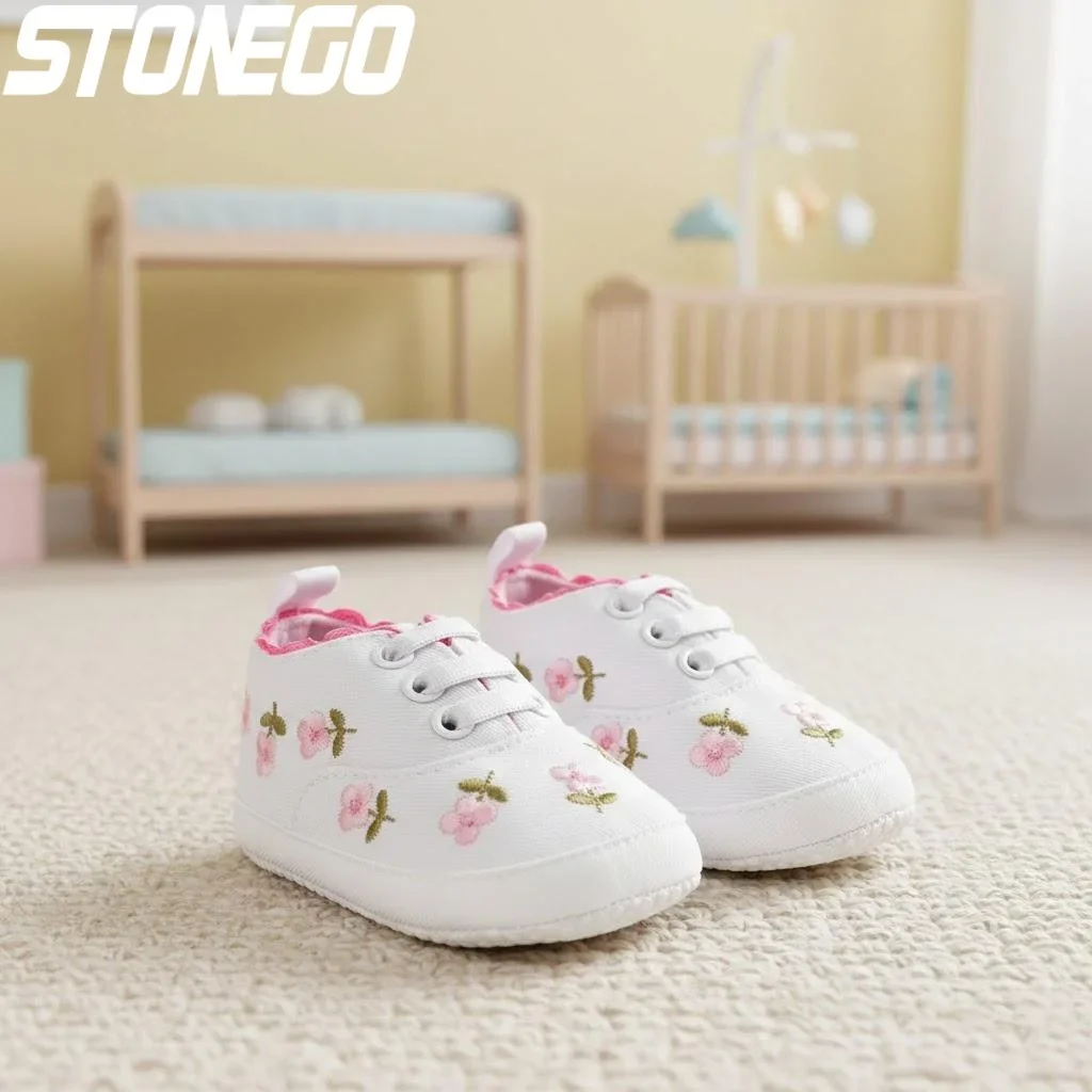 

Soft Sole Toddler Prewalker Shoes Non Slip Sneakers Floral Design Infant First Walking Shoes for Boys and Girls