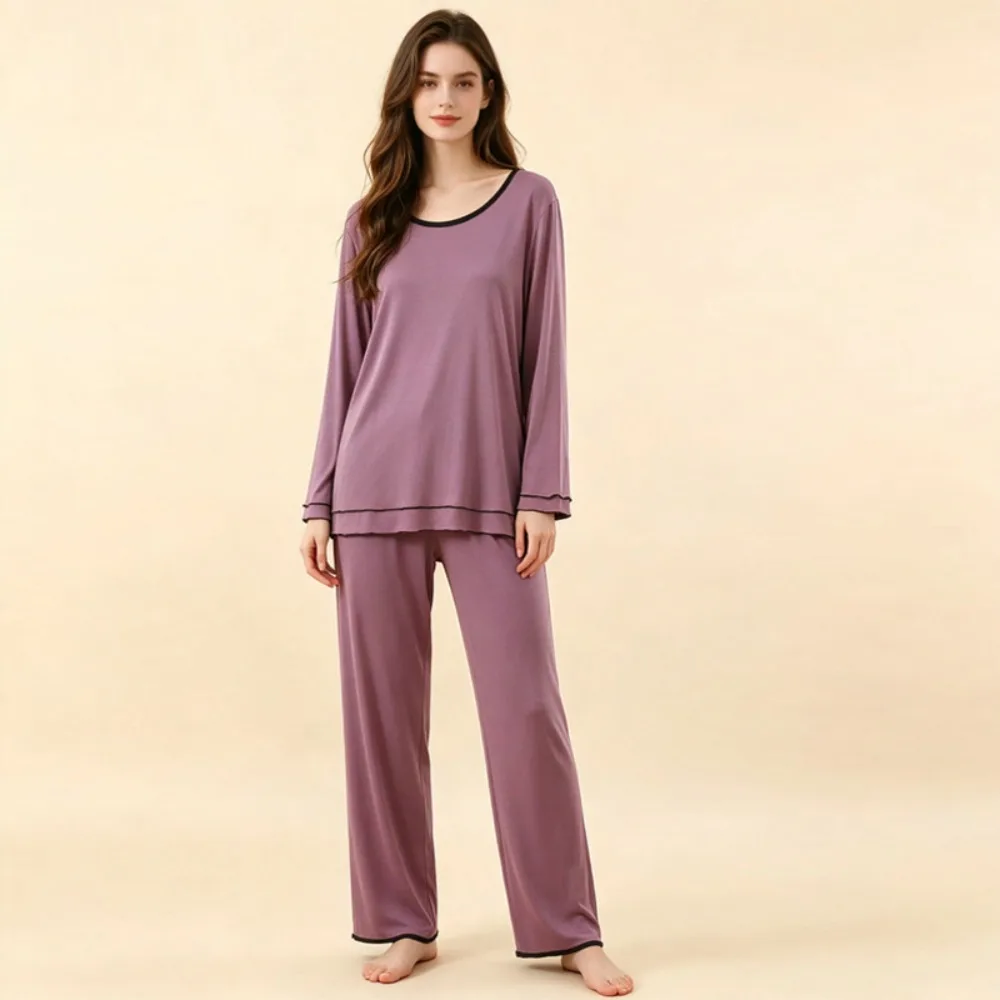 

Modal Two-piece Women's Pajamas for Lady Pijama New Spring Autumn Long Sleeve Home Wear Nightwear Woman Sleepwear Pyjama Set