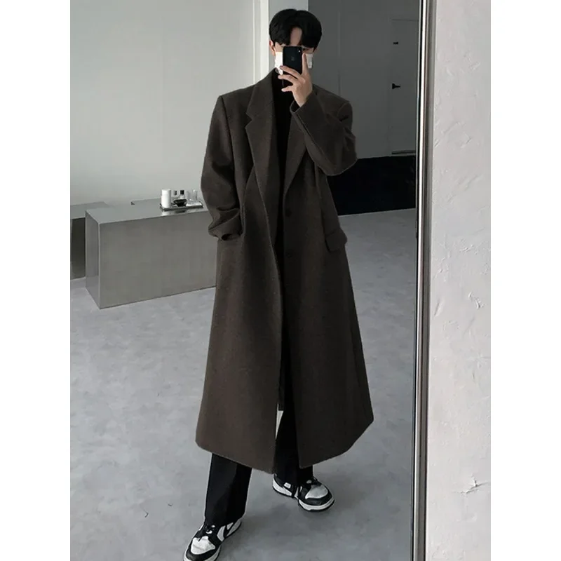 2023 Winter High Quality Maillard Knee Length Korean Edition Woolen Coat Handsome Woolen Thickened Coats