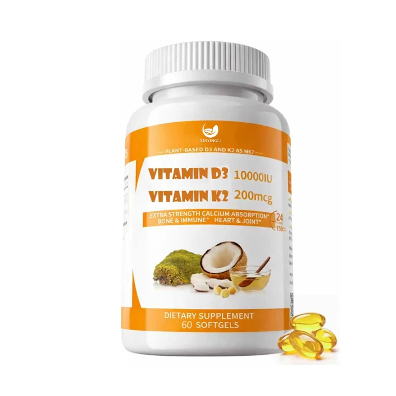 

K2 D3 vitamin supplements, vitamin D-3 and K-2 MK-7, 10000 IU/200 mcg, bone health, immune support