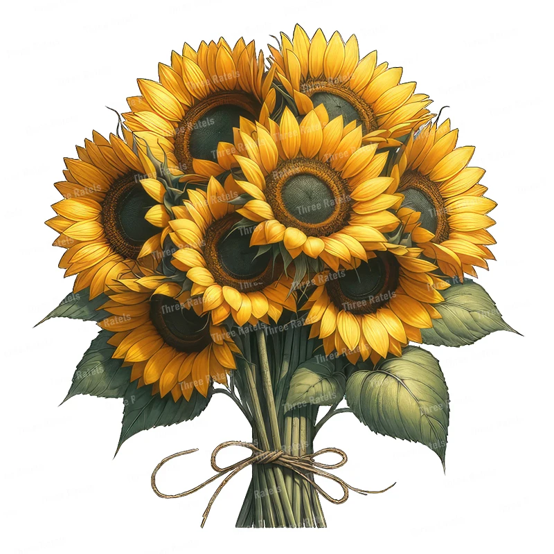 Three Ratels QCF345 Beautiful Sunflower Bouquet Room Art Decoration Stickers Waterproof Car Stickers