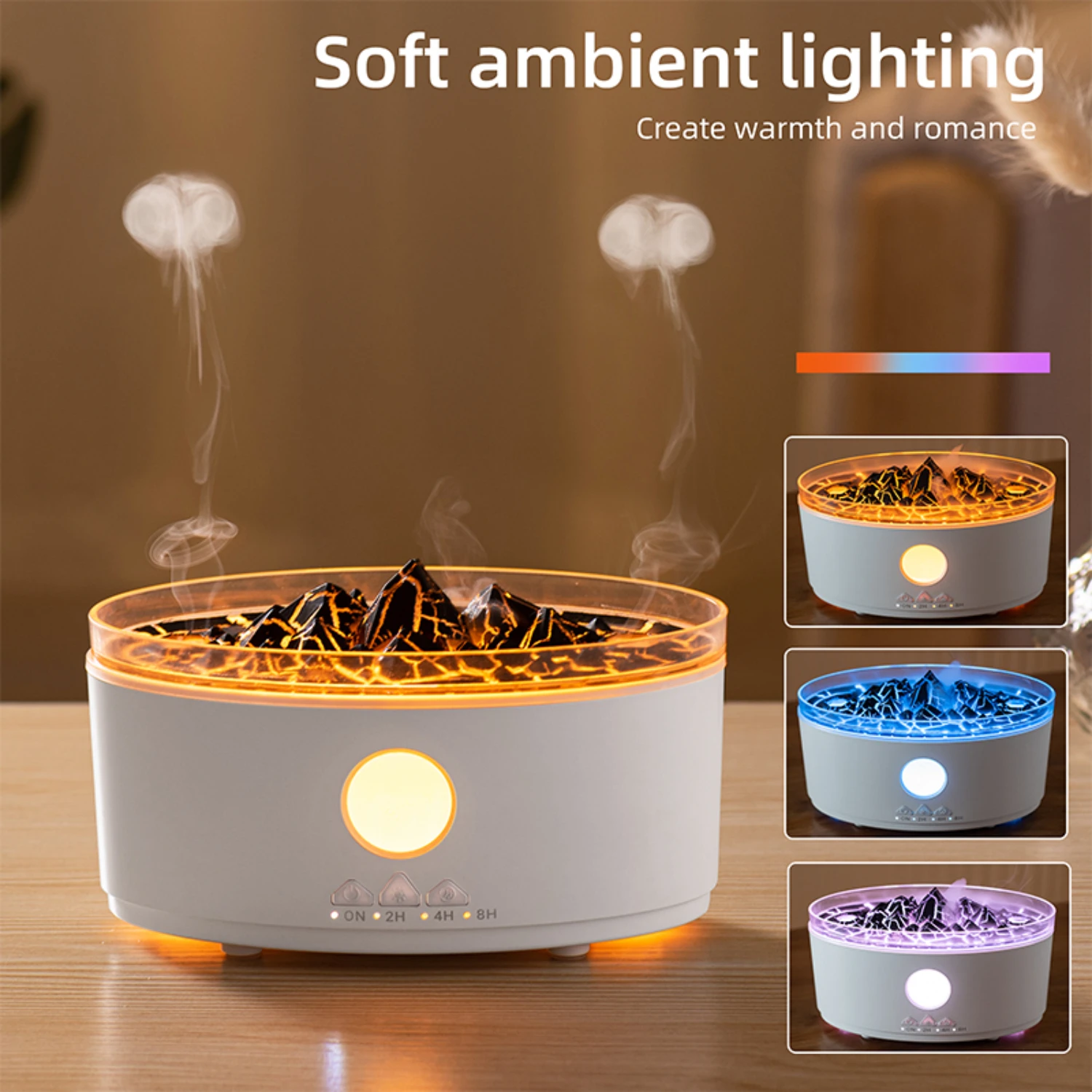 Difusor De Óleo Essencial Para Atmosfera Relaxante, Pulverizador De Desktop Com 3 Cores Calmantes Lâmpada, Pingos De Chuva Zen, Chuva E Nuvens