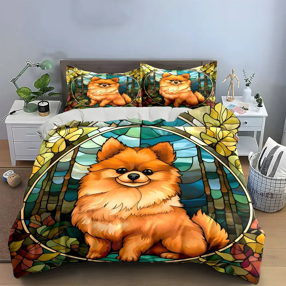 

Dog Themed Decorative Panel Set Soft Comfortable Duvet Cover Bedding Set Included 1*Duvet Cover & 2*Pillowcases, gift
