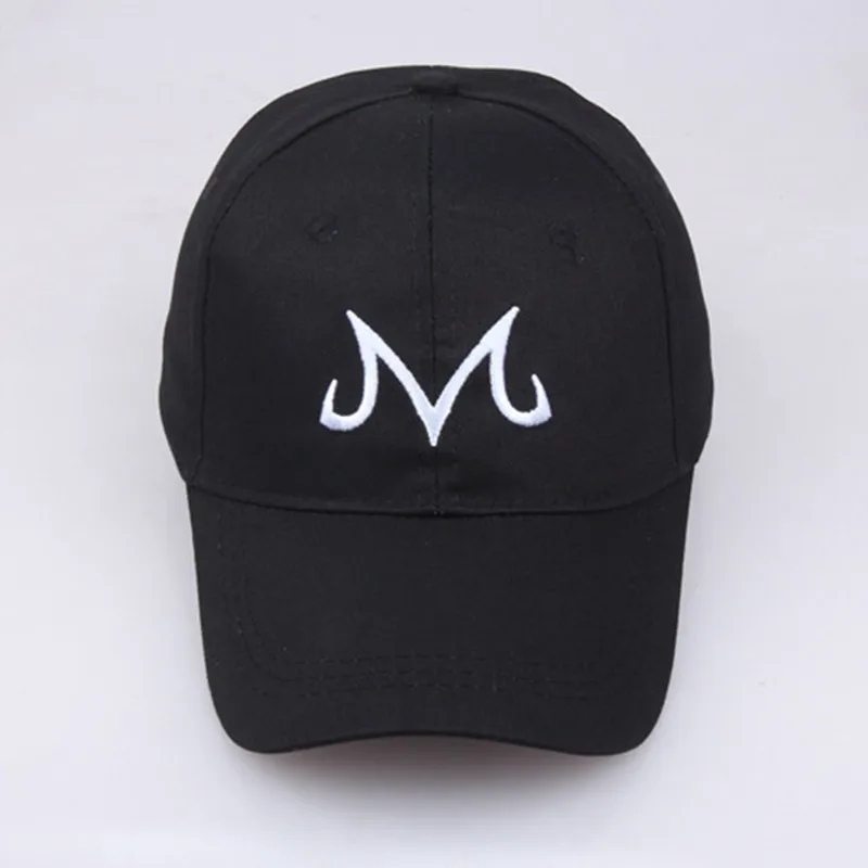 Anime Letter M Logo Hats Majin Buu Fashion Baseball Cap Cosplay Vegeta Sunshade Hip Hop Embroidered Adjustable Hat﻿