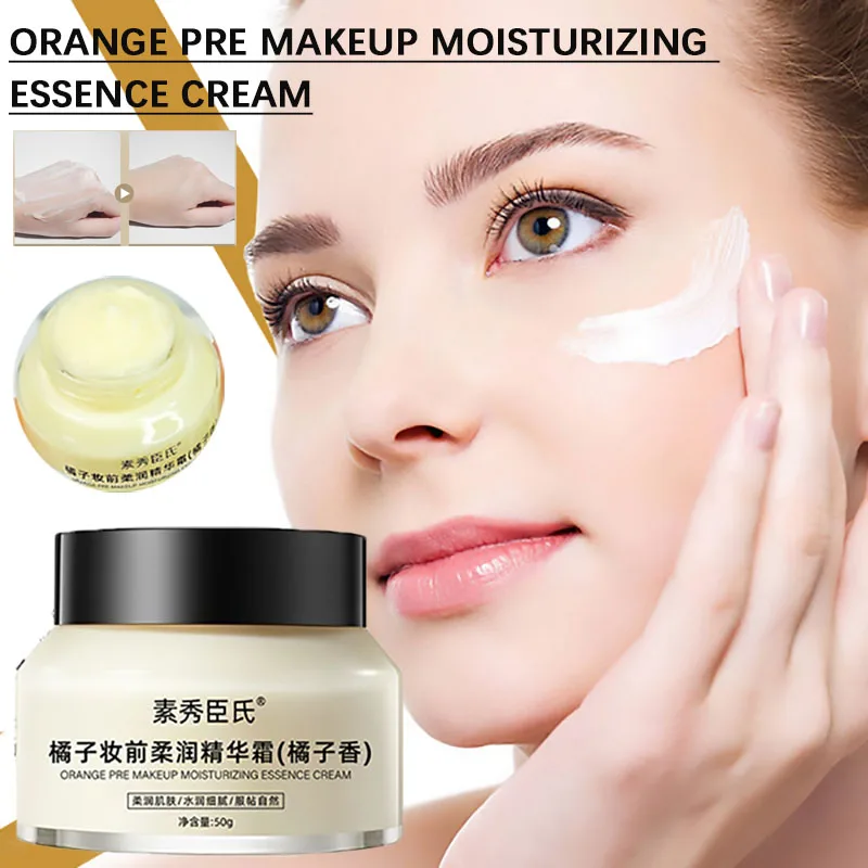 

Orange Pre-Makeup Hydration Cream 24H Moisture Lock Priming Essence,Smoothing Fine Lines & Skin Prep for Flawless Foundation