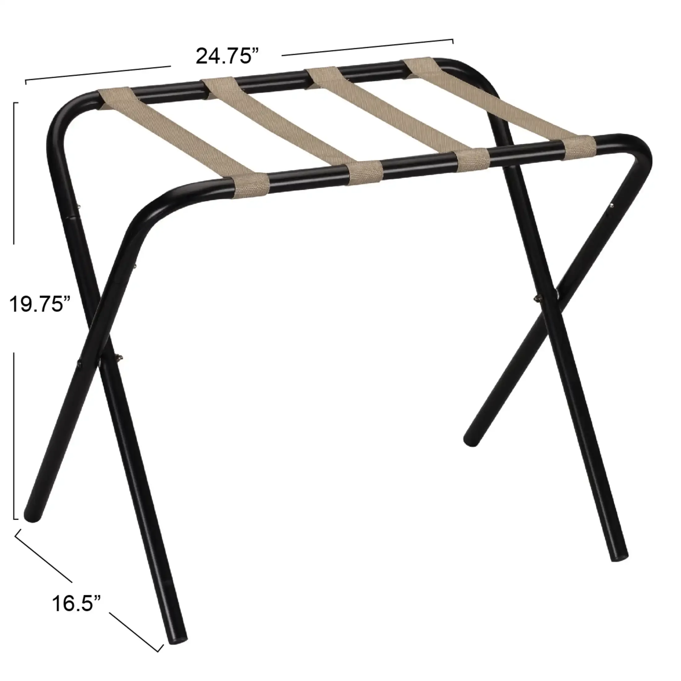 

Luggage rack, black frame, chrome frame with khaki shoulder straps, stylish appearance
