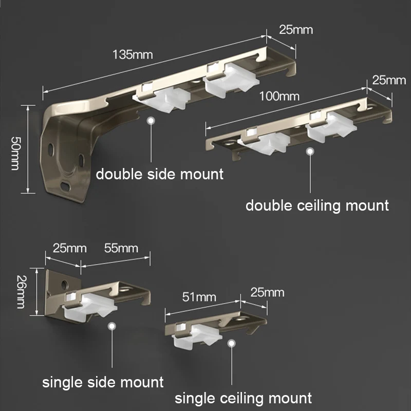 Mute Pulley Curtain Track Thickened Single Double Rail Ceiling Side Installation Rod With Accessories Home Decor Customize Size