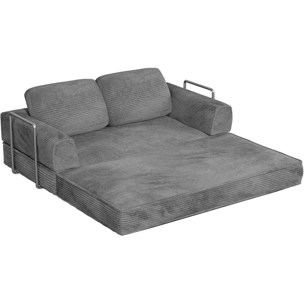 

Convertible Sofa Bed with Oversized Chaise, 4-Piece Set, Corduroy Sleeper, Removable Armrests, Ideal for Small Spaces, No Assemb
