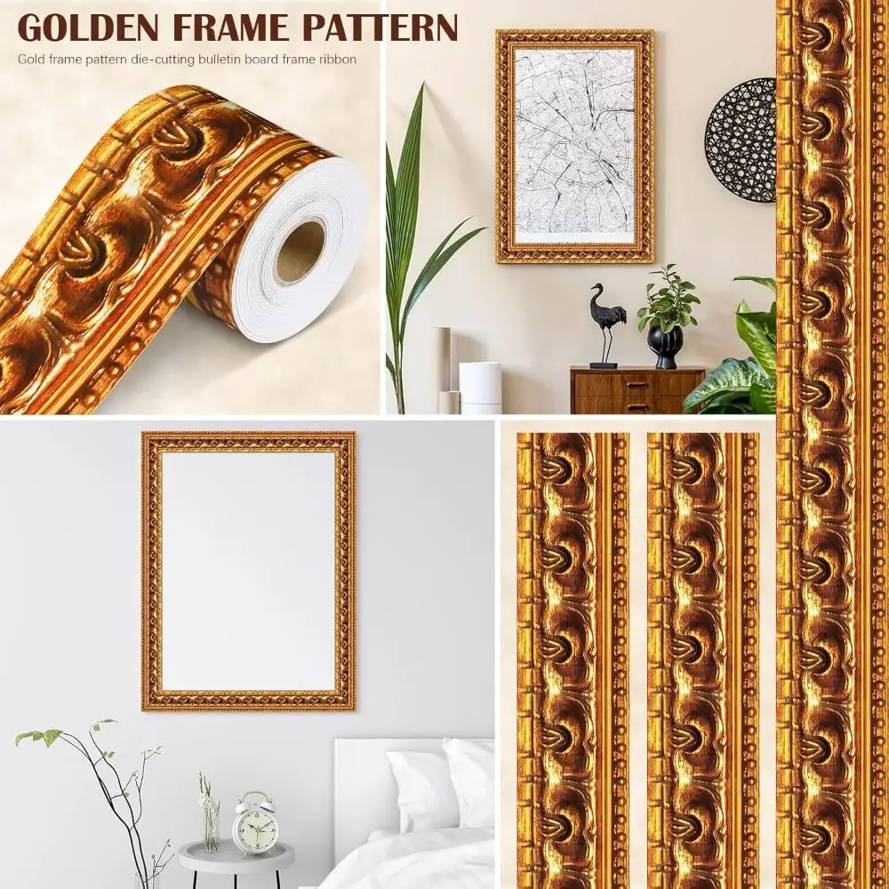 Fashion Self-Adhesive Border Decorative Sticker Gold Vintage Photo Frame DIY Black Board Stickers Party Decoration