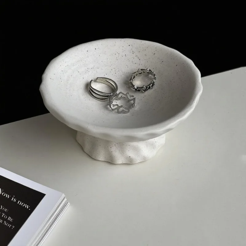 Wabi Sabi style ceramic storage plate, ring necklace jewelry storage tray, entrance key small item placement tray incense holder