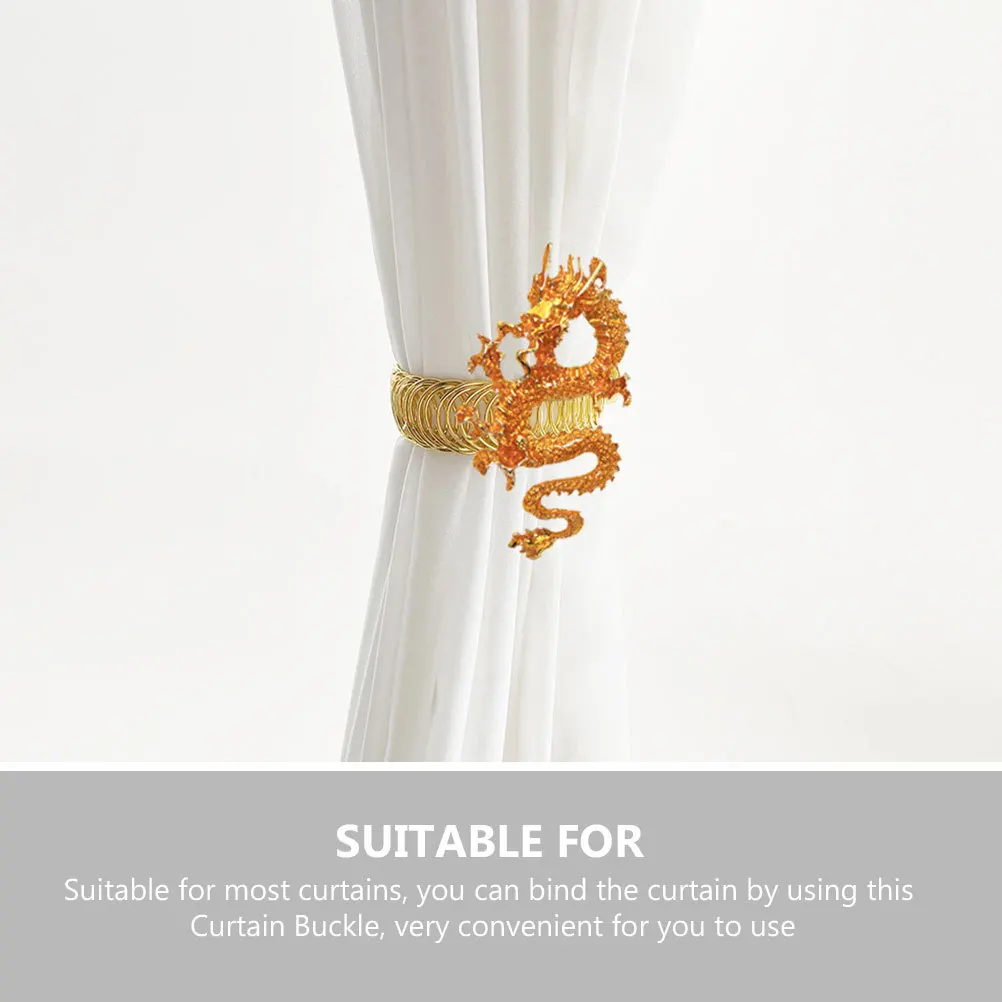 

2Pcs Decorative Curtain Tie Year of Dragon Theme Fastener for Bedroom Bathroom Kitchen Curtain Buckle Decorative Tie
